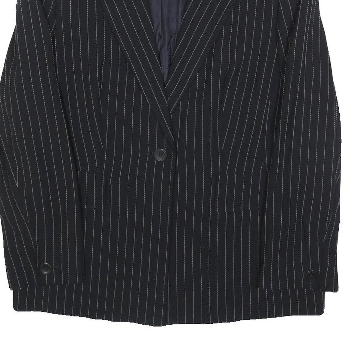 JOBIS Womens Black Pinstripe Button Jacket M Woven Classic Tailored