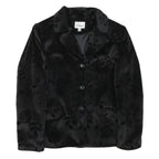 TILBER Womens Black Burnout Floral Velvet Button Jacket UK 10 Polyester Blend