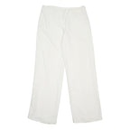 BOSS Womens Linen White Relaxed Wide-Leg Trousers W28 L29 Stylish Summer Fit