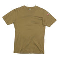 Mens Beige Cotton Blend T-Shirt S Short Sleeve Crew Neck Patch Detail