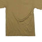 Mens Beige Cotton Blend T-Shirt S Short Sleeve Crew Neck Patch Detail