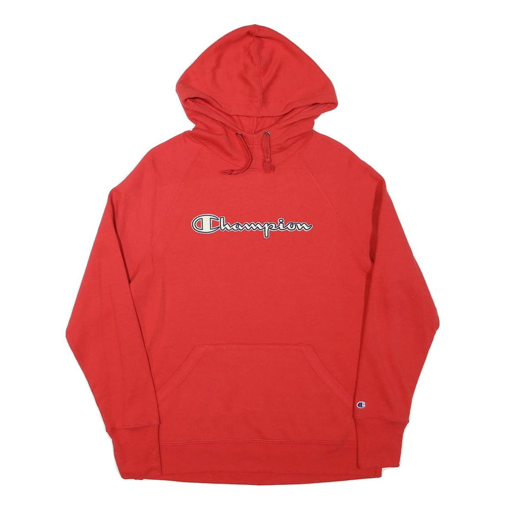 CHAMPION Mens Red Pullover Hoodie M Classic Logo Cotton Sweatshirt