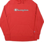 CHAMPION Mens Red Pullover Hoodie M Classic Logo Cotton Sweatshirt