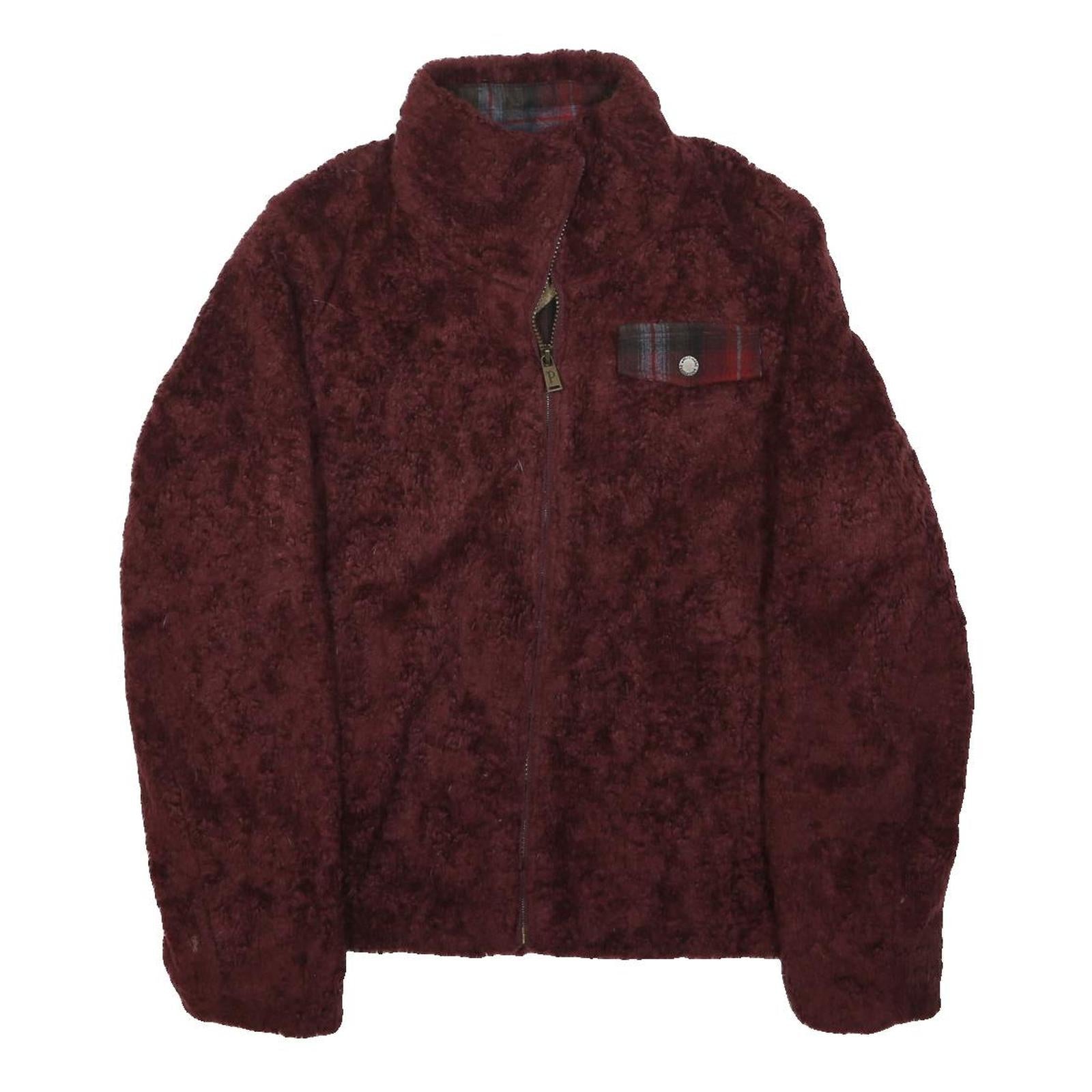 PENDLETON Womens Maroon Soft Fleece Zip Jacket S Acrylic Warm Casual Outerwear