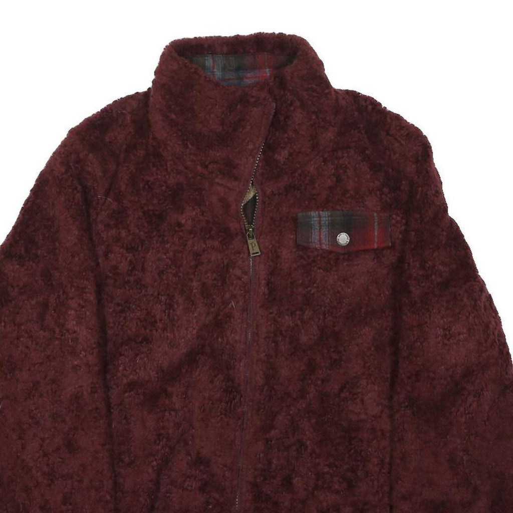 PENDLETON Womens Maroon Soft Fleece Zip Jacket S Acrylic Warm Casual Outerwear