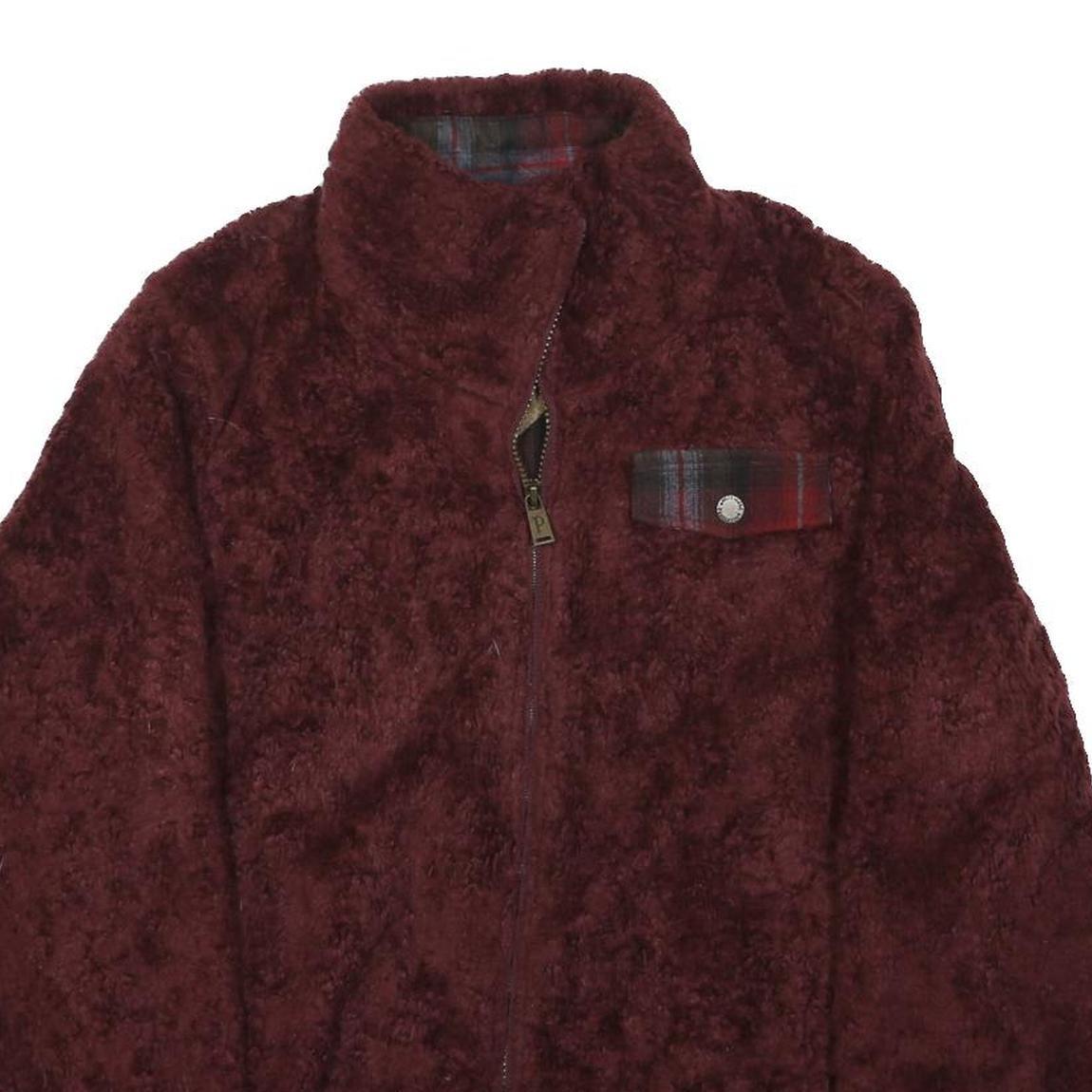 PENDLETON Womens Maroon Soft Fleece Zip Jacket S Acrylic Warm Casual Outerwear