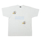 THE BEST Mens Light Grey Graphic T-Shirt L Short Sleeve Crew Neck Cotton Blend