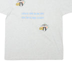 THE BEST Mens Light Grey Graphic T-Shirt L Short Sleeve Crew Neck Cotton Blend