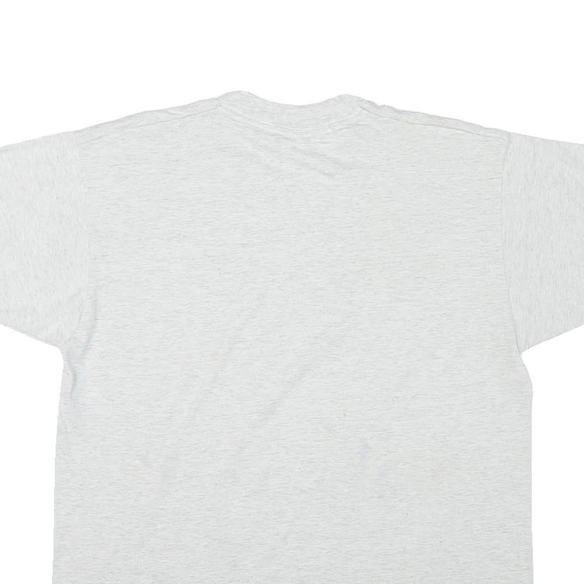 THE BEST Mens Light Grey Graphic T-Shirt L Short Sleeve Crew Neck Cotton Blend