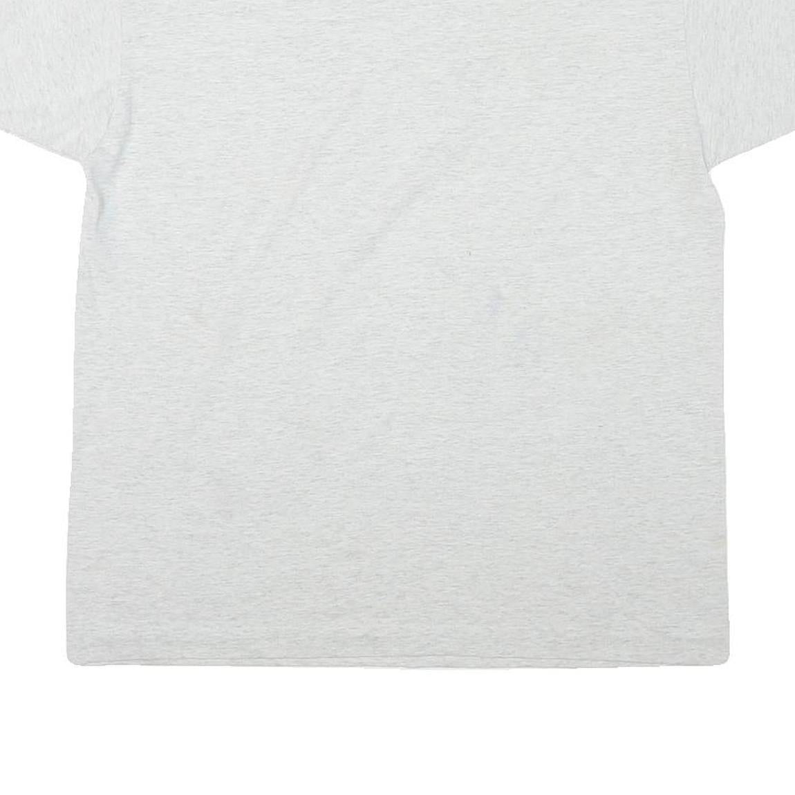 THE BEST Mens Light Grey Graphic T-Shirt L Short Sleeve Crew Neck Cotton Blend