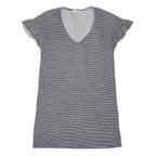 MANGO Womens Black & White Striped Day Jersey Mini Dress S Casual Summer Soft