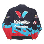 JEFF HAMILTON Mens Navy Blue & Red Valvoline Racing Cotton Blend Jacket 2XL