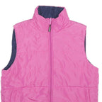 Womens Pink Navy Reversible Puffer Jacket M Polyester Zip Sleeveless Outdoor