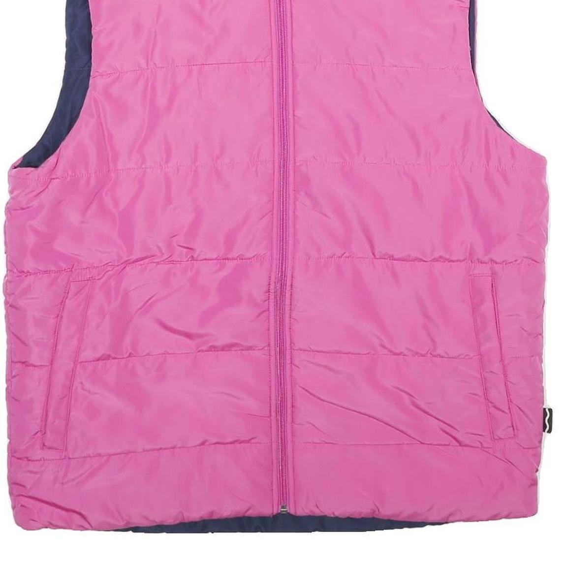 Womens Pink Navy Reversible Puffer Jacket M Polyester Zip Sleeveless Outdoor