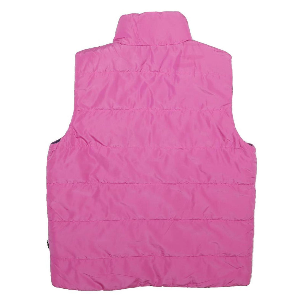 Womens Pink Navy Reversible Puffer Jacket M Polyester Zip Sleeveless Outdoor