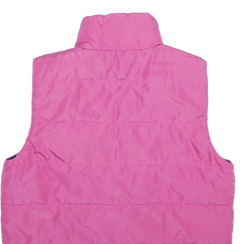 Womens Pink Navy Reversible Puffer Jacket M Polyester Zip Sleeveless Outdoor