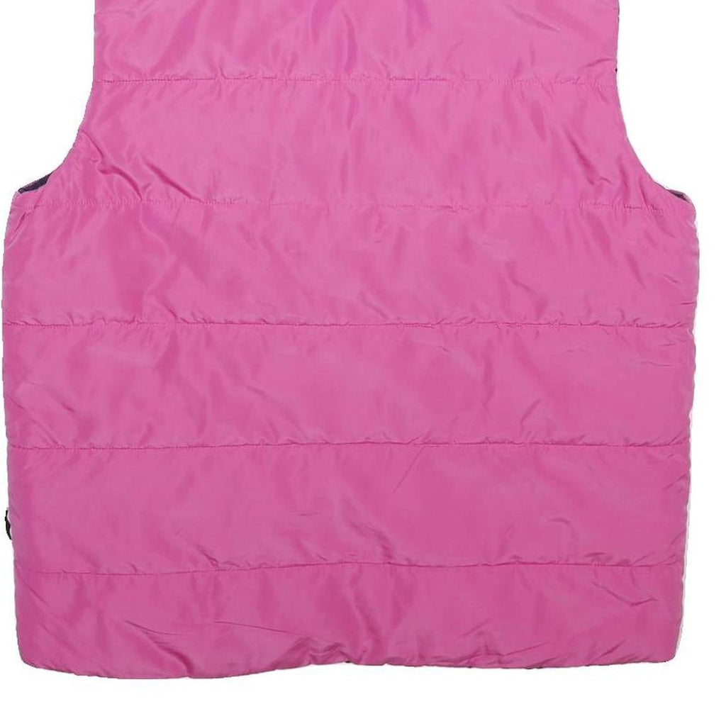 Womens Pink Navy Reversible Puffer Jacket M Polyester Zip Sleeveless Outdoor