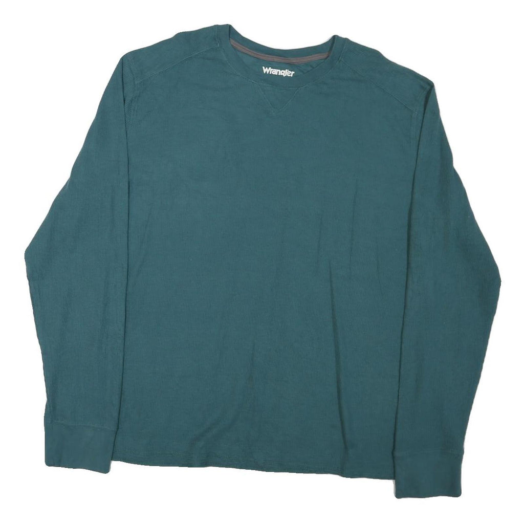 WRANGLER Mens Blue Long Sleeve Crew Neck T-Shirt XL Cotton Blend Classic Comfort