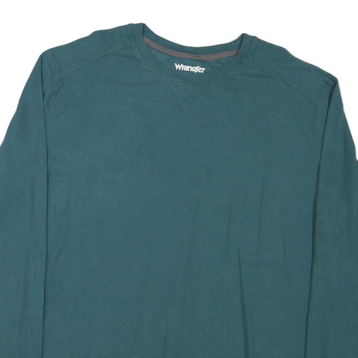 WRANGLER Mens Blue Long Sleeve Crew Neck T-Shirt XL Cotton Blend Classic Comfort