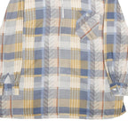 NICE DAY Womens Blue Beige Check Printed Long Sleeve Shirt XL Relaxed Fit