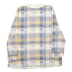 NICE DAY Womens Blue Beige Check Printed Long Sleeve Shirt XL Relaxed Fit