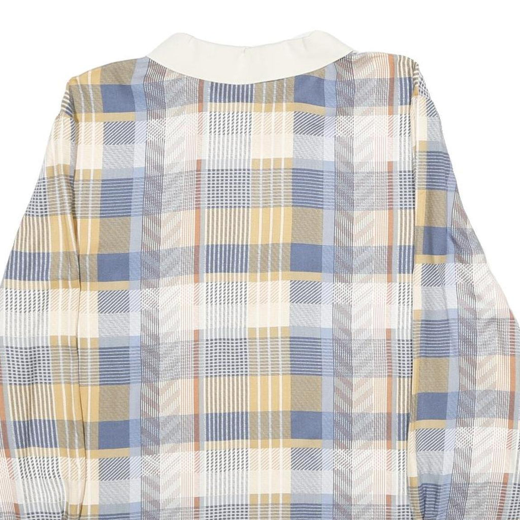 NICE DAY Womens Blue Beige Check Printed Long Sleeve Shirt XL Relaxed Fit