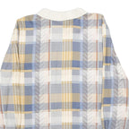 NICE DAY Womens Blue Beige Check Printed Long Sleeve Shirt XL Relaxed Fit