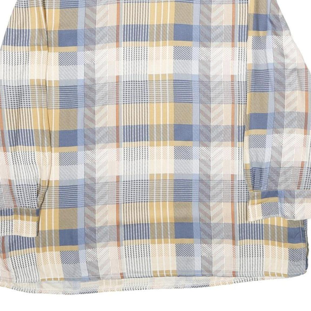 NICE DAY Womens Blue Beige Check Printed Long Sleeve Shirt XL Relaxed Fit