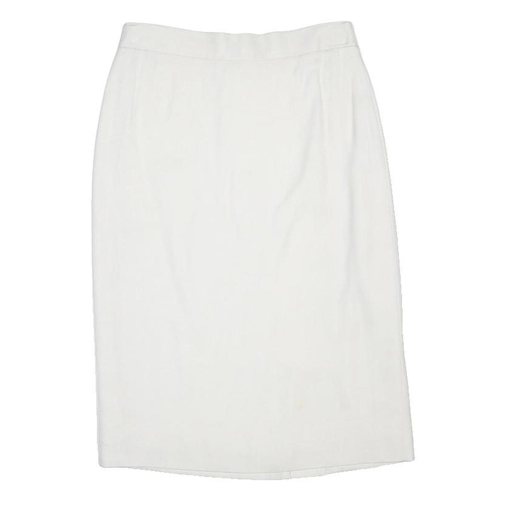 LOUIS FERAUD Womens White Pencil Knee Length Woven Skirt UK 16 Classic Style Zip