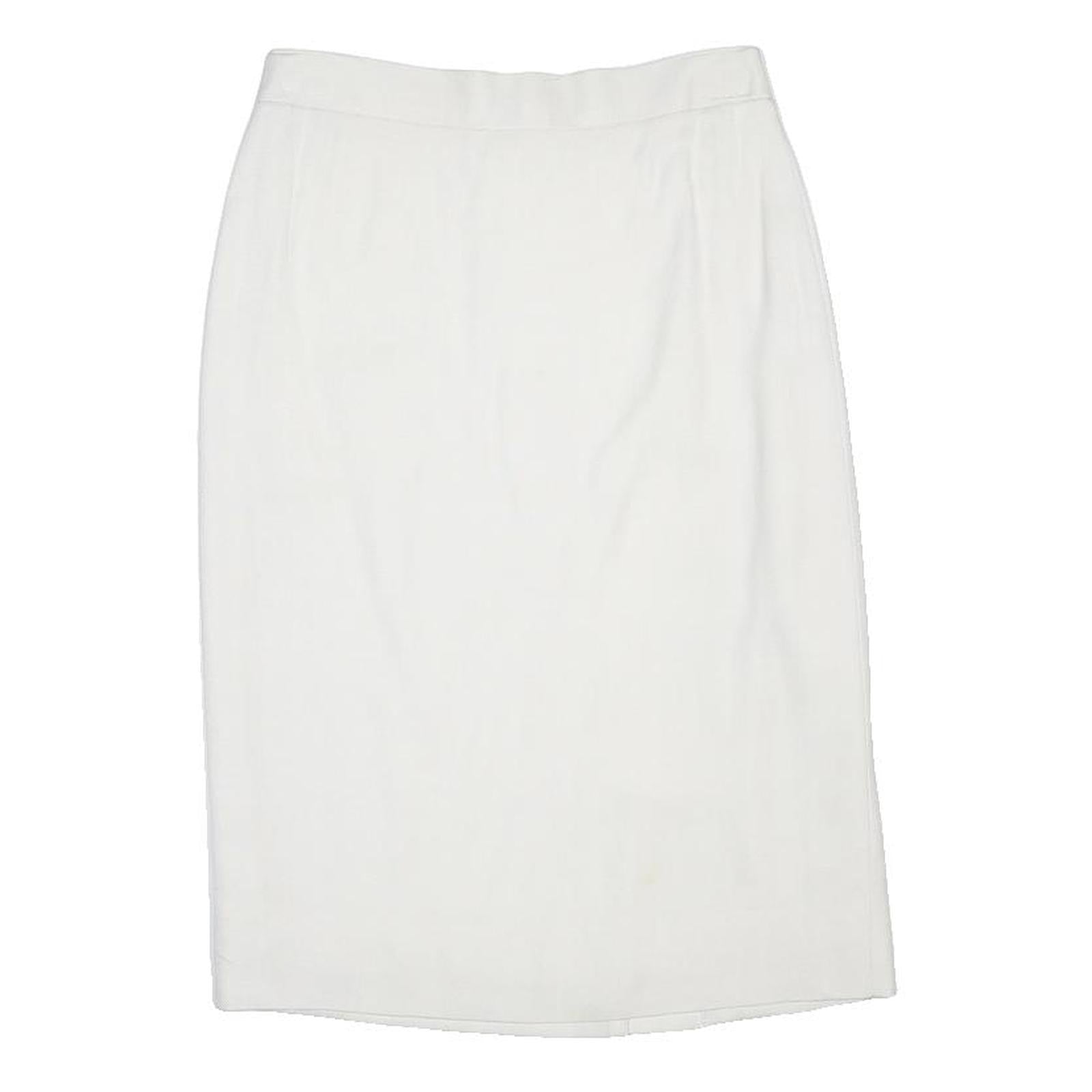 LOUIS FERAUD Womens White Pencil Knee Length Woven Skirt UK 16 Classic Style Zip