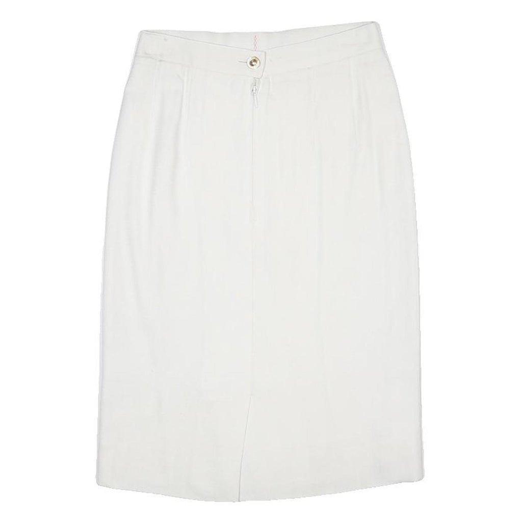 LOUIS FERAUD Womens White Pencil Knee Length Woven Skirt UK 16 Classic Style Zip
