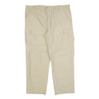 LET'S GO Mens Regular Beige Cargo Trousers W38 L27 Polyester Blend Zip Pockets