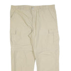 LET'S GO Mens Regular Beige Cargo Trousers W38 L27 Polyester Blend Zip Pockets