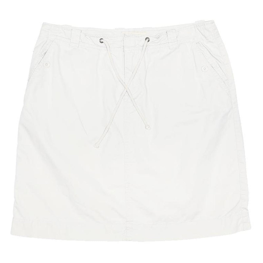 NATURAL REFLECTIONS Womens White Cotton Blend Casual Mini Skirt Drawstring Zip