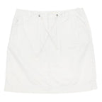 NATURAL REFLECTIONS Womens White Cotton Blend Casual Mini Skirt Drawstring Zip