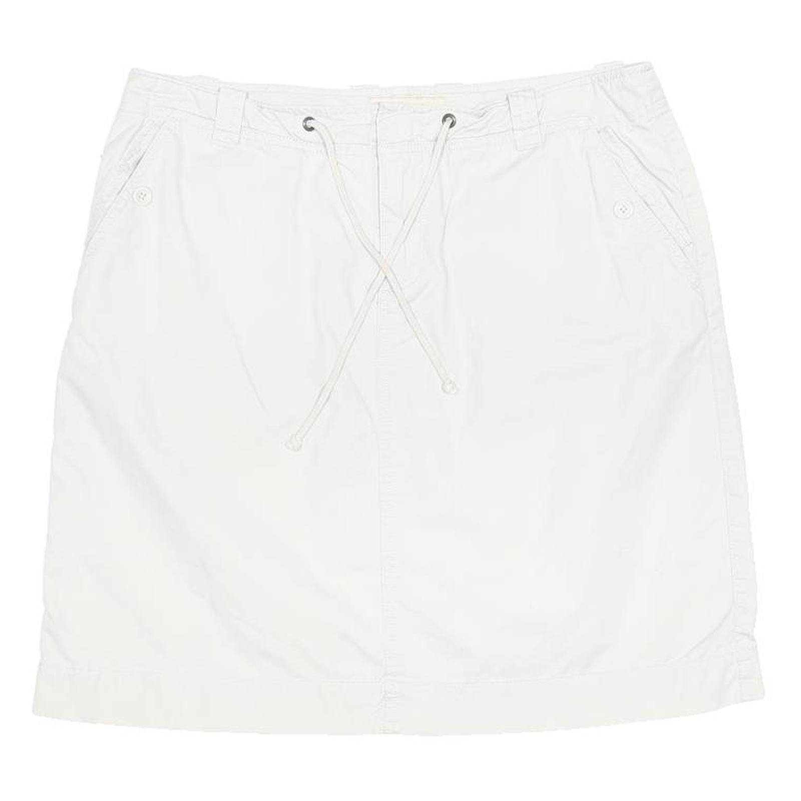 NATURAL REFLECTIONS Womens White Cotton Blend Casual Mini Skirt Drawstring Zip
