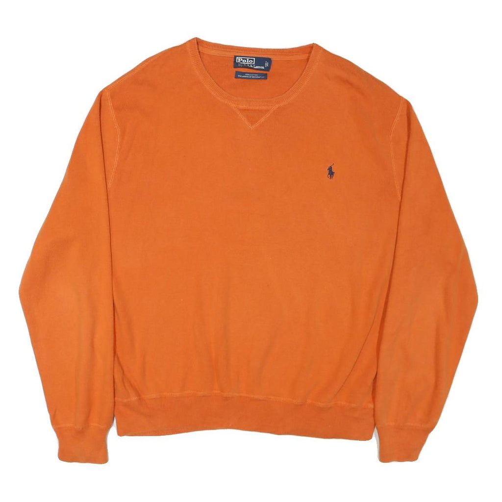 POLO RALPH LAUREN Mens Orange Plain Cotton Blend Pullover Crew Neck Jumper L