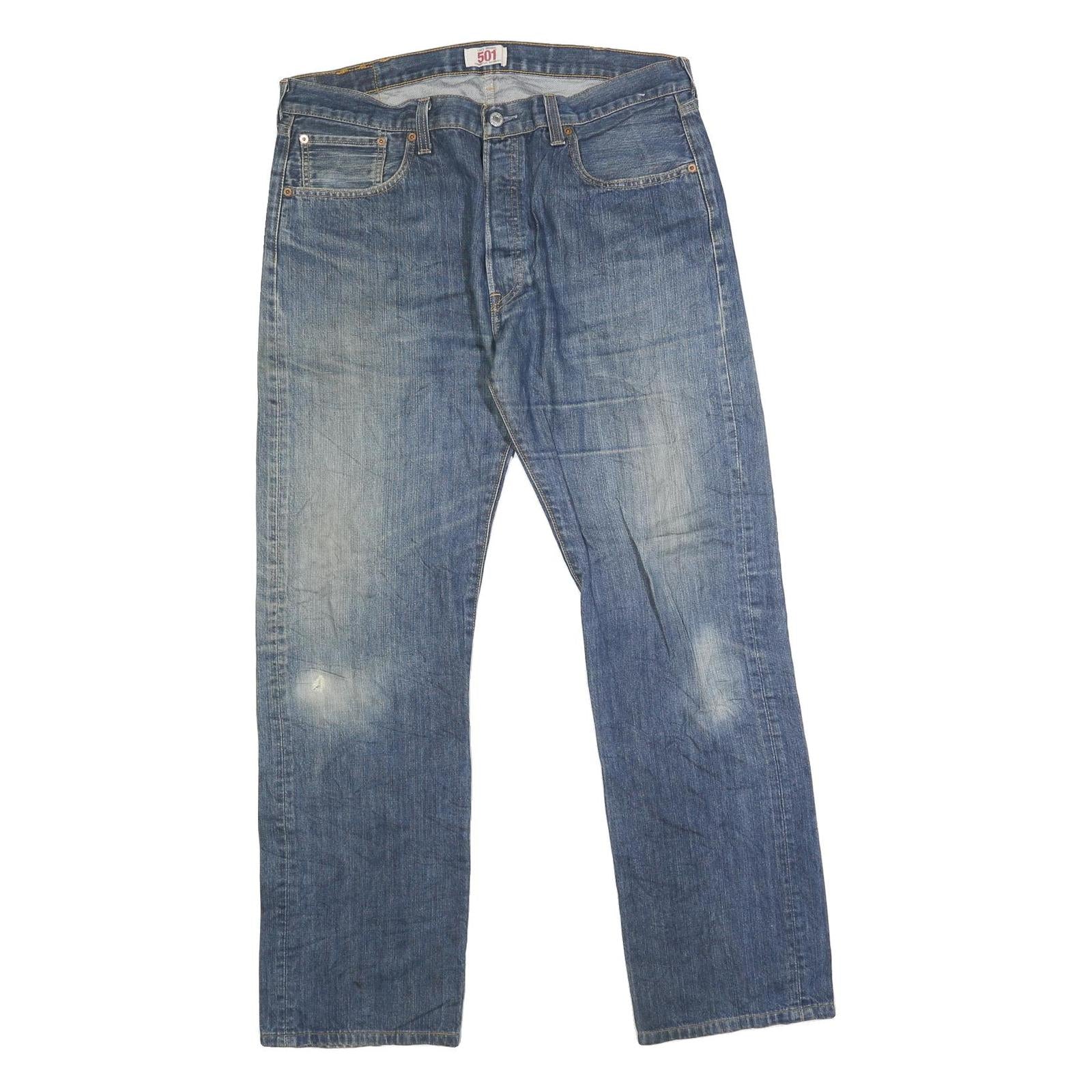 LEVI'S 501 Mens Blue Regular Straight Denim Medium W38 L33 Classic Zip Jeans