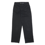 DICKIES Womens Black Cotton Blend Relaxed Straight Trousers W25 L27 Zip Closure