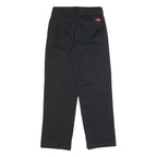 DICKIES Womens Black Cotton Blend Relaxed Straight Trousers W25 L27 Zip Closure