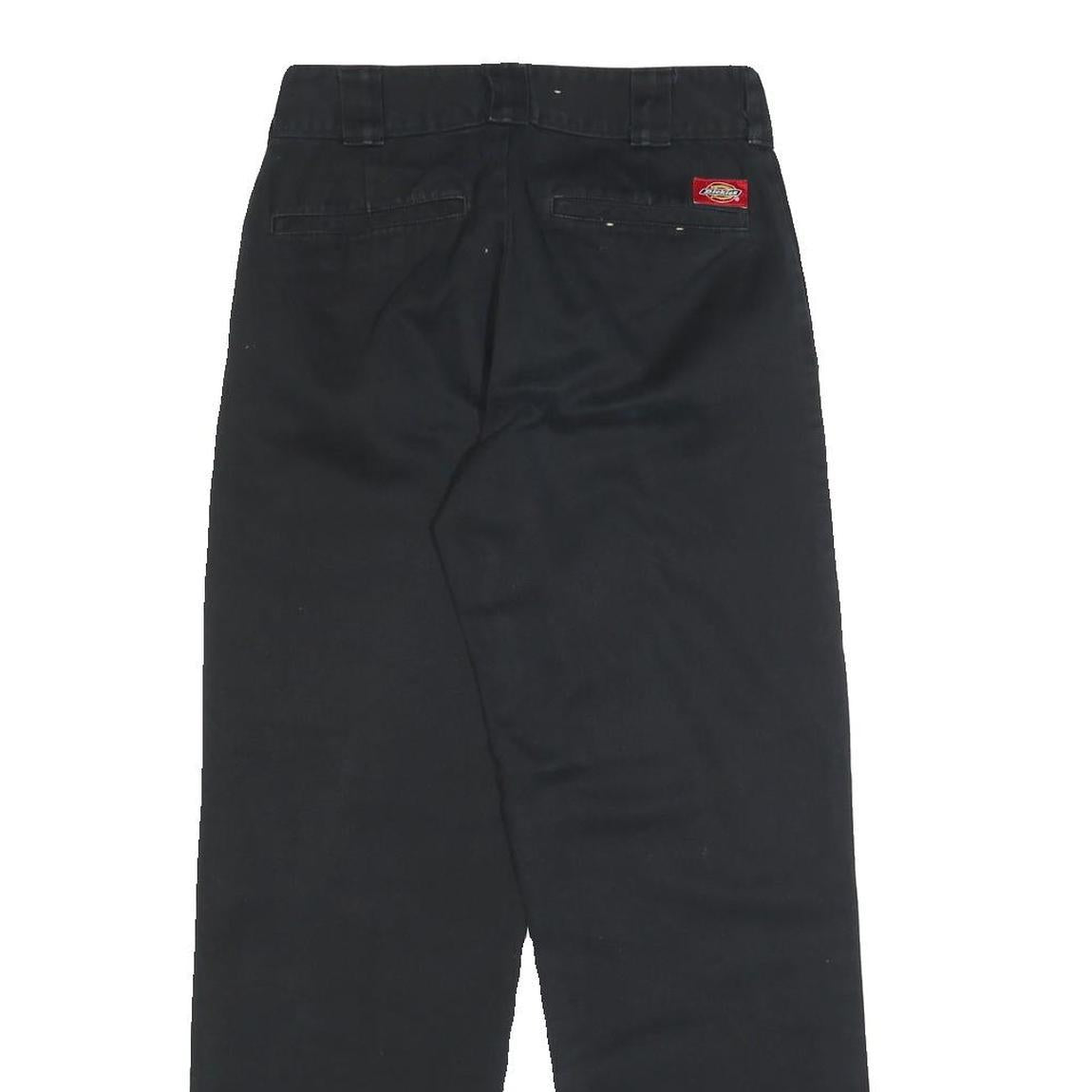DICKIES Womens Black Cotton Blend Relaxed Straight Trousers W25 L27 Zip Closure