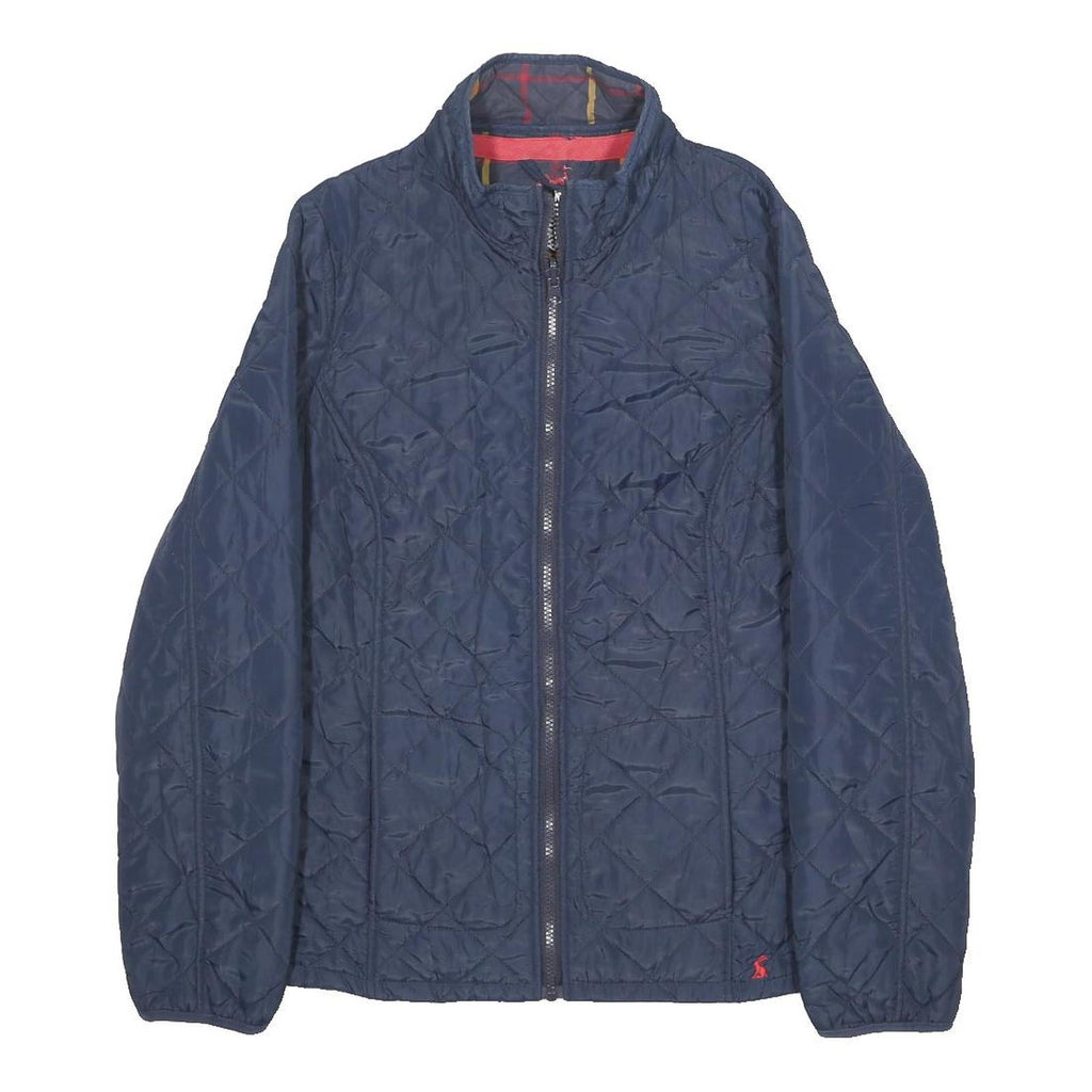 JOULES Womens Navy Quilted Jacket UK 12 Polyester Blend Zip Closure Lightweight