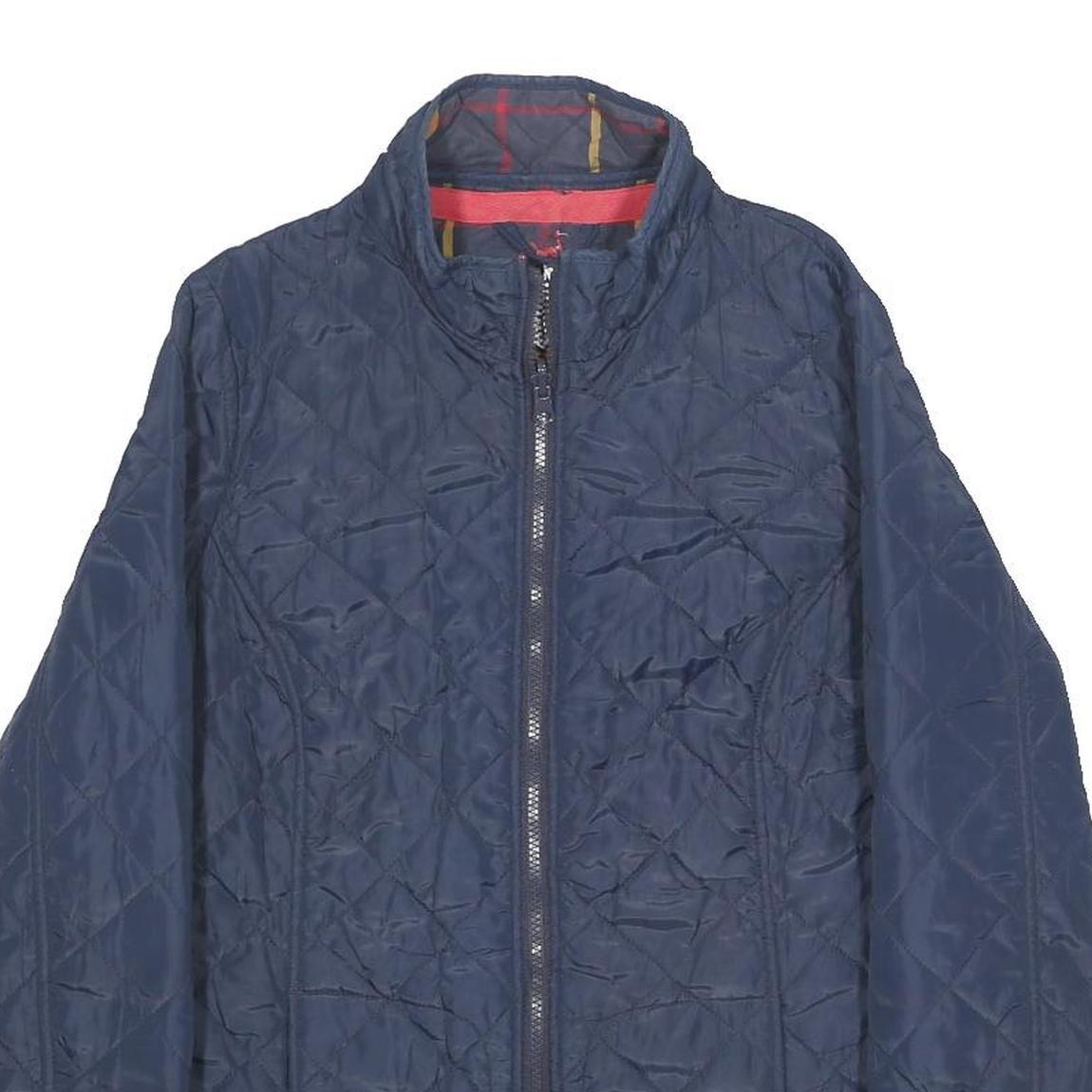 JOULES Womens Navy Quilted Jacket UK 12 Polyester Blend Zip Closure Lightweight