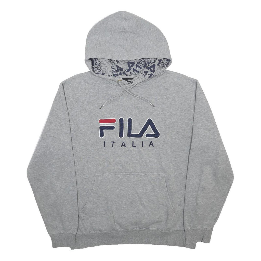FILA Mens Grey Pullover Hoodie M Cotton Blend Casual Sportswear