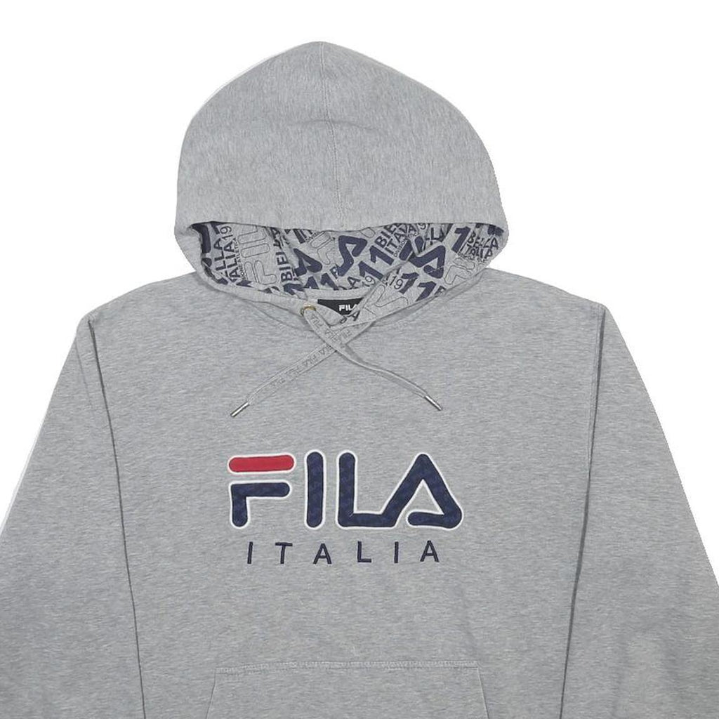 FILA Mens Grey Pullover Hoodie M Cotton Blend Casual Sportswear