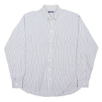 BURBERRY Mens Blue & White Check Shirt Classic Button-Down Collar L Relaxed Fit