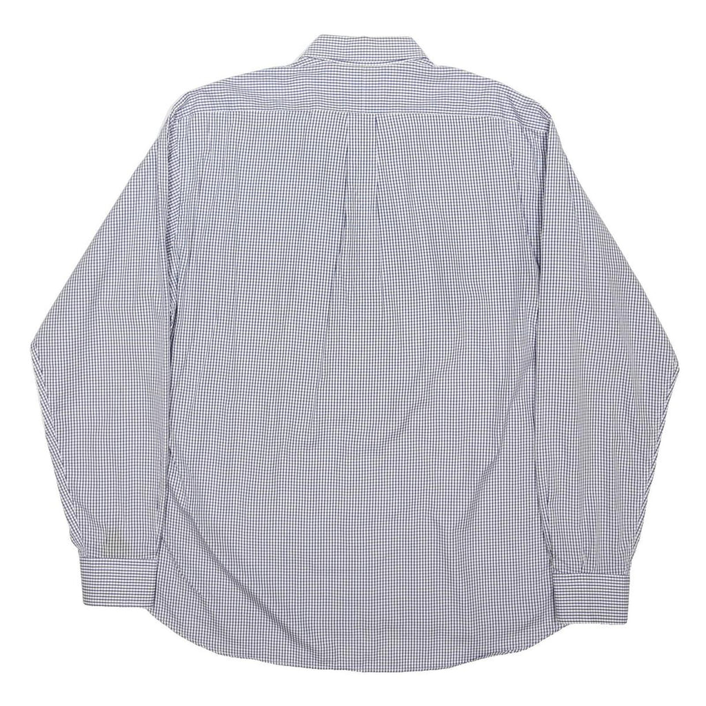 BURBERRY Mens Blue & White Check Shirt Classic Button-Down Collar L Relaxed Fit