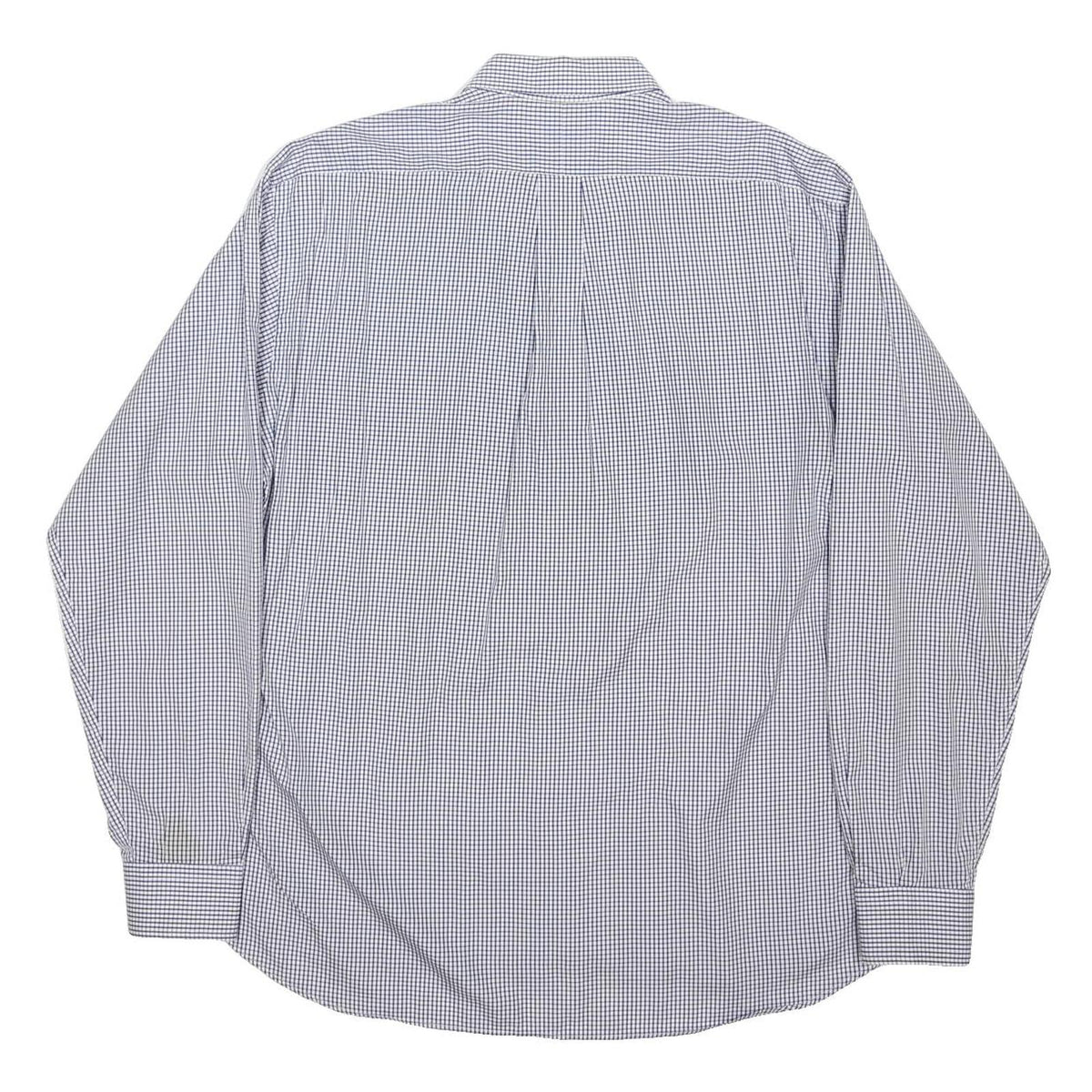 BURBERRY Mens Blue & White Check Shirt Classic Button-Down Collar L Relaxed Fit