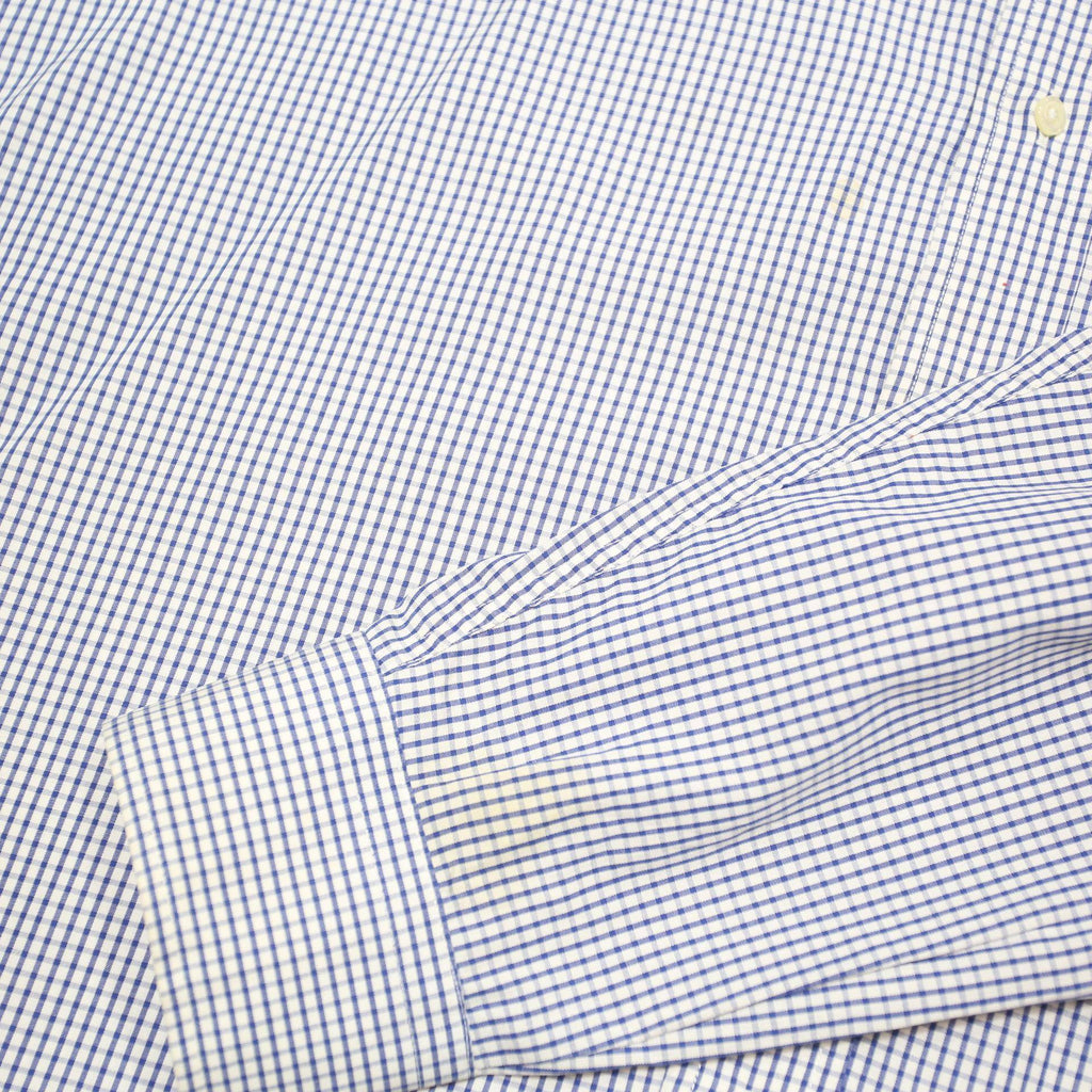 BURBERRY Mens Blue & White Check Shirt Classic Button-Down Collar L Relaxed Fit