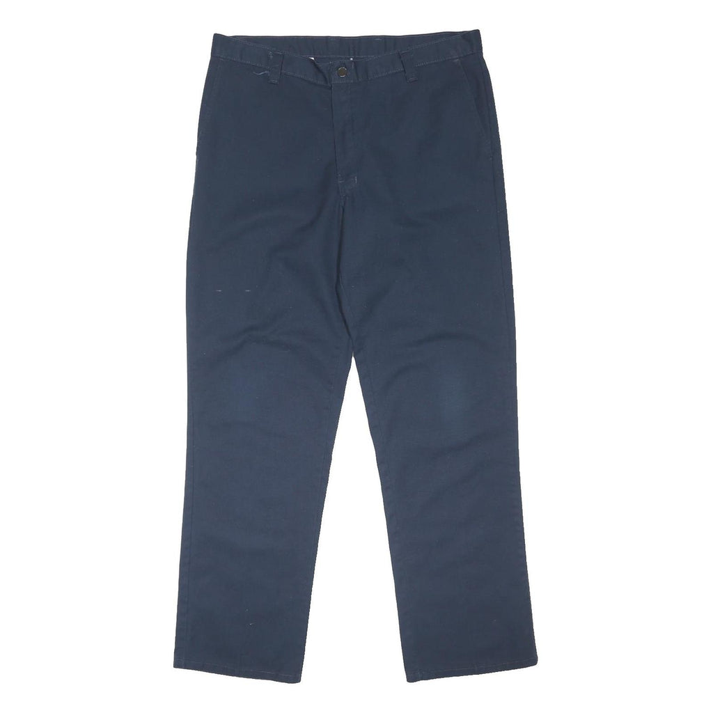 DICKIES Mens Cotton Blend Navy Regular Fit Straight Trousers W37 L32 Workwear